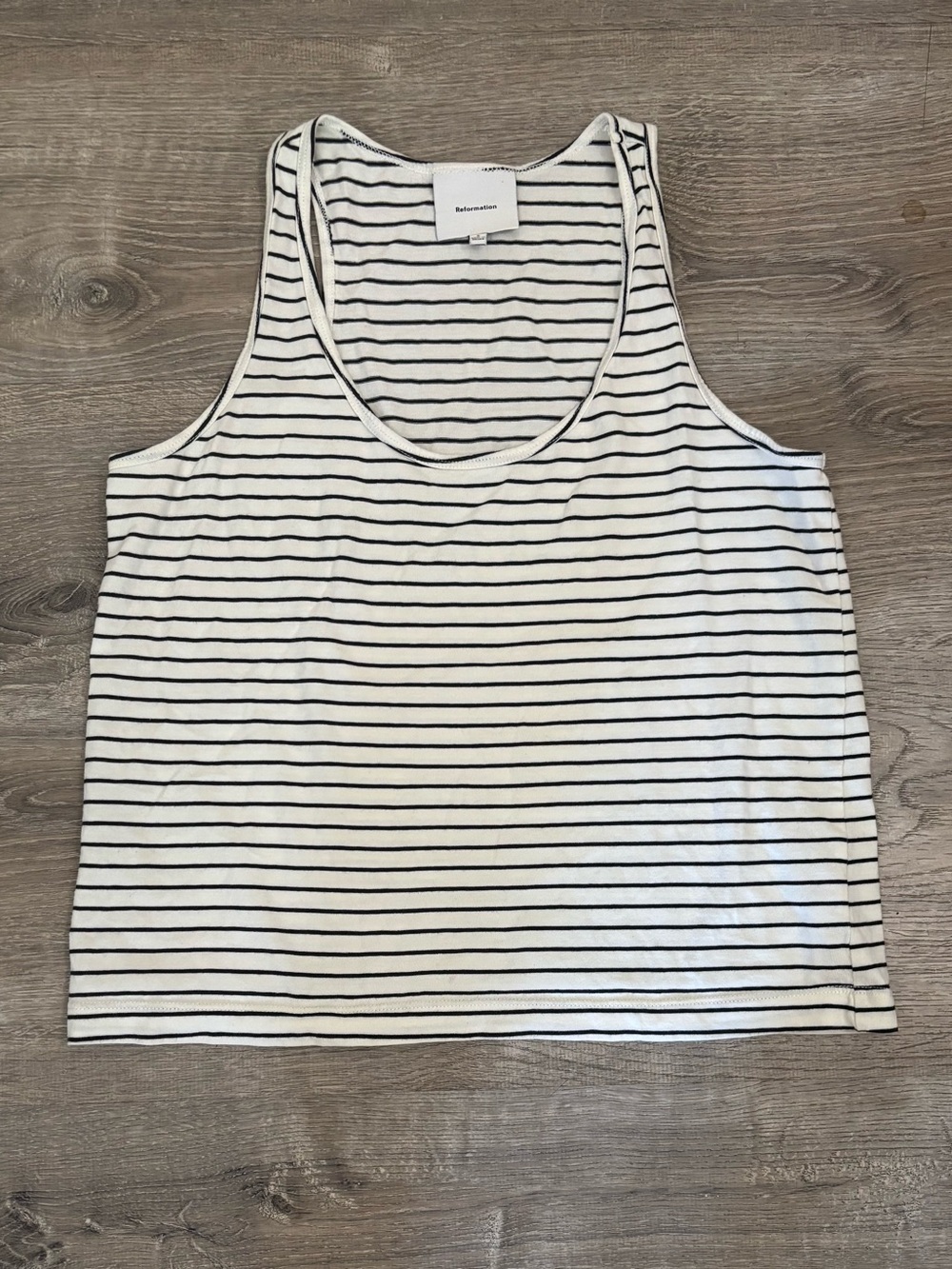 Reformation Avery White and Black Striped Tank Top Size Small